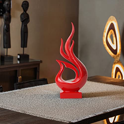 DreamsEden Abstract Fire Sculpture, Resin Art Table Decoration Ornaments Modern Home Decor Accent (Red) - color: Red