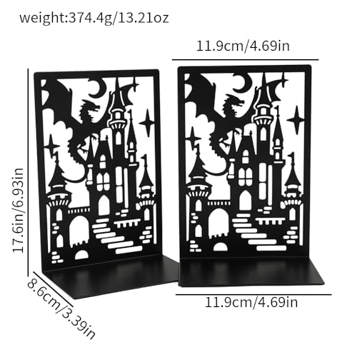 Book Ends, Bookends, Book Ends for Shelves, 2Pair Non Skid Metal Book Divider Decorative Holder, Abstract Art Desgin Book Stopper Supports for Office, Home (Dragon D) - color: Dragon D