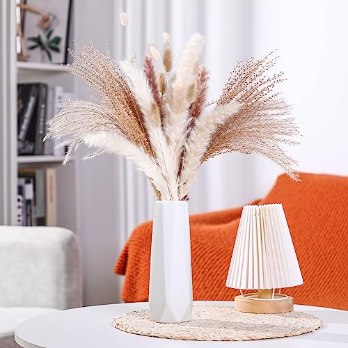 Didaey 10 Pack Composite Plastic Flower Vases Bulk White Small Boho Floral Vases for Dried Flower Bouquet Pampas Grass Centerpieces Fall Wedding Party Living Room Decor(Classic) - style: Classic