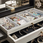 Inbagi 8 Pcs Small Velvet Jewelry StorageTray Stackable Drawers Organizer 8.3 x 4.7 x 1 Inches - color: Gray