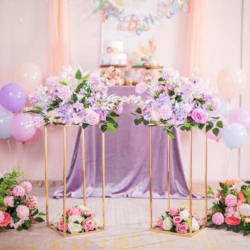 Gold Flower Stand for Table: 23.6” Tall Centerpiece Stand for Wedding Table Reception Floral Center Pieces with Home Decoration Party Event 2 PCS - size: 23.6 INCH-2PCS