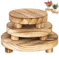 3 pcs Wooden Stool Display Stand, Round Plant Stand, Farmhouse Indoor Small Plant Stand Round Display Stand Wood-Flower Pot Supports Plant for Indoor Outdoor Home, GardenPatio Decorative
