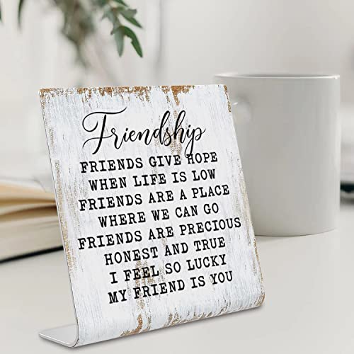 Friendship Signs for Women Friends, Friend Birthday Gift Ideas Office Gifts for Friends Sisters Coworkers Decorations On Shelf Table Desk for Living Room Bedroom Home Office dksg11 - style: Friendship Gift