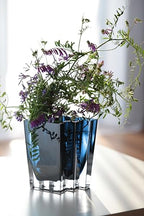 Glass - Vase - Blue - Teal - Chevron Design - 6.75" Height - Heavy Durable - Made in Europe - by Barski