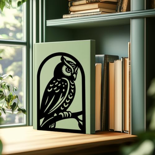 1 Pair Metal Bookends for Shelves, Owl Bookshelf Decor Heavy Duty Book Ends Book Stoppers for Office, Desk, Shelf, Room 3.5"x4.7"x7.1" Book Holders for Shelves Tall Bookends - style: Owl