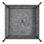 SITHON Valet Tray Desktop Storage Organizer – Premium PU Leather Catchall Bedside Vanity Tray Nightstand Caddy Holder for Remote Controller, Keys, Phone, Wallet, Coin, Jewelry (Gray) - color: Gray