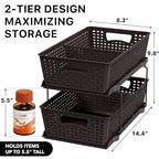 Simple Houseware 2 Tier Bathroom Organizer Tray Pull-Out Sliding Drawer, Under Sink Storage, Brown - color: Brown