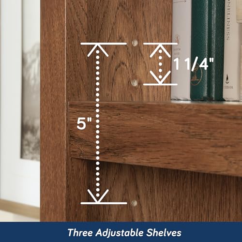 Sauder 5-Shelf Split Bookcase/ Book shelf, Oiled Oak finish - color: Oiled Oak Finish