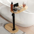 Yumkfoi Bamboo Bathtub Tray Table with Adjustable Height, Freestanding Bath Caddy Tray for Tub Against Wall, Bathtub Side Table for Luxury Bath Home Spa Homewarming - Patent Protected (Natural) - color: Natural