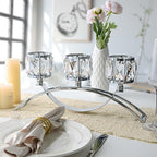 4 Pcs 3-Arm Crystal Tealight Candle Holders, Elegant Metal Arch Candlestick Centerpiece for Wedding, Party, Dining Room Table Decorations, Anniversary (4, Silver-3 Arm) - size: Silver-3 Arm