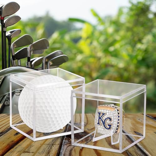 15 Pack Championship Ring Display Case Clear Acrylic Case Display Box for Sports Baseball Basketball Softball Golf Single Ring Coin Holder Stand, 2.16 Inch - size: 15 Pack