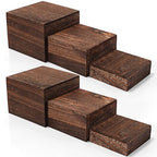 Barydat 6 Pcs Wood Display Risers Rustic Cupcake Stand Food Risers for Buffet Table Wooden Stackable Display Stand Box for Catering Dessert Collectibles Jewelry Figures Show(Burnt Wood Color)