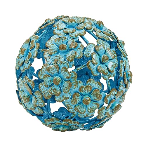 Everydecor Metal Decorative Sphere for Home Decor - Decorative Balls for Shelves, Centerpiece Bowls, Bookshelf - Decoration Orbs Accents for Living Room, Bedroom - Antique Blue Shelf Spheres - color: F. Blue, size: 4 Inch