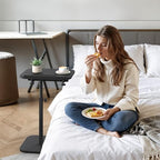 TV Tray Table, Adjustable Height, Flip-Top, Snack Side Table with 360° Swivel and 180° Tilt, C Shaped End Table for Couch, Sofa, Bed, Recliner, Black - color: Black
