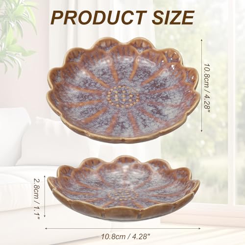 uxcell Candle Holder Plates, 4 Inch Ceramic Candle Tray Tealight Incense Holder Dish Candlestick for Tea Light Aromatherapy Wedding Rustic Vintage Home Decor, Sunflower Purple - color: Purple