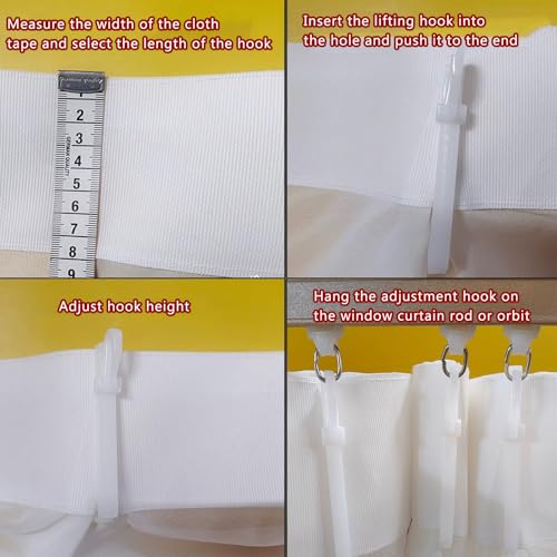 80 Pcs Plastic Curtain Hooks, Adjustable Pinch Pleat Hooks, Ratchet System Pinch Pleat Curtain Hooks for Window Curtain, Door Curtain and Shower Curtain (90mm/3.54inch)