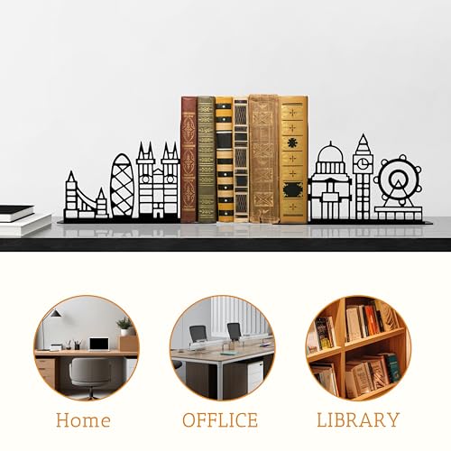 Metal City Skyline Modern Bookends, Tower of London,Big Ben Decoration, London Gifts and Souvenirs - color: London