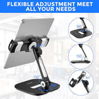 AboveTEK Tablet Stand Holder, Stylish Aluminum iPad Stands, Foldable 360° Swivel Table Stand Holder fits 4-11" Tablets/Smartphones for Kitchen Bedside Office POS Showroom Reception (Black) (Pack of 3) - color: Black, size: 4"-11" (Pack of 3)
