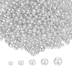 PATIKIL 1000 Pcs No Hole Pearls, 3mm 4mm 5mm 6mm 8mm Mini Round Faux Pearl for Art Crafts Jewelry Making Nail Vase Filler Birthday Wedding Party, Light Gray - color: Light Gray
