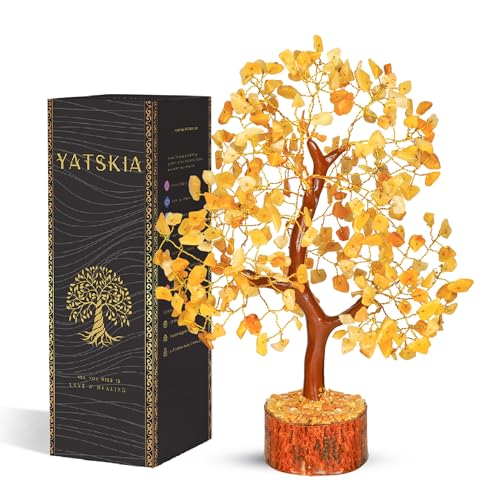 Yellow Aventurine Crystal Tree - Chakra Stones - Crystal Tree of Life - Crystals and Stones - Holistic Gifts for Women - Spiritual Room Decor - Gemstone Tree - Crytals and Gemstones - Good Luck Gifts - color: Yellow Aventurine Golden Wire
