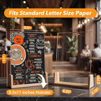 Acrylic Sign Holder 8.5 x 11 with Wood Base 3 Pack, Anti-Slip Silicone Bottom Menu Stand for Table, Clear Double Sided T-Shape & Slanted L-Shape Flyer Display for Office, Restaurant, Wedding - color: 3pk
