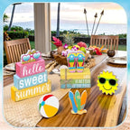 Vercraft 11 Pcs Summer Hawaiian Table Decorations Set Summer Tiered Tray Decor Flip Flops Centerpiece Faux Book Stack Block for Table Home Office Decorations - style: Pool