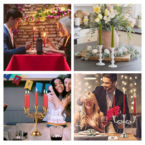Rely+ 5 Arm Candelabra Taper Candle Holders Decorations Indoor Kitchen Décor Table Candles Candlestick Candelabra Centerpiece (Gold) - color: Gold, size: 5 Arm