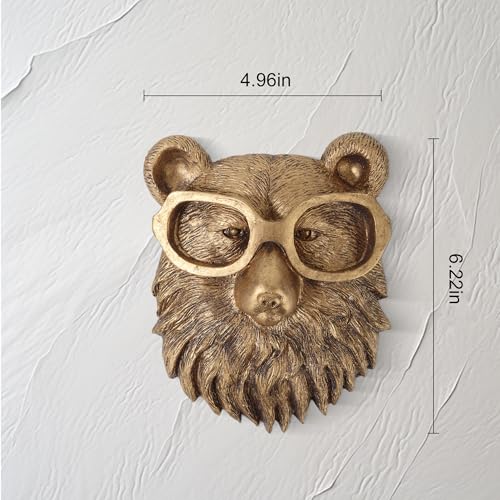 UITWMKTG Gold Animal Head Wall Decor Wall Sculpture Home Decor Statue for Living Room Office Bedroom Modern Decor for Men Women Bear - color: Bear