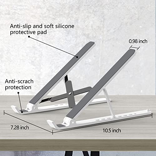 Laptop Stand for Desk, Adjustable Laptop Riser Foldable Portable Laptop Holder, Ventilated Cooling Notebook Stand for 10-15.6” Laptop,Tablet-White - color: White