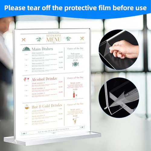 30 Pack Acrylic Sign Holder 8.5 x 11, Double-Sided Clear Sign Holder Plastic Stands for Display, T Shape Acrylic Table Sign Stands for Office Store Restaurants Wedding Party Decoration