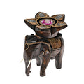 AeraVida Royal Elephant with Flower Candle Holder Rain Tree Wood Handmade | Living Room Candle Décor | Handmade Candle Holders | Living Room Decor | Candle Holder