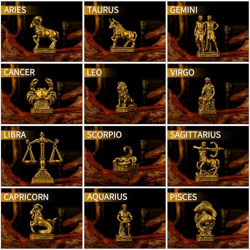 Taurus – Taurus Bull Zodiac Sign Brass Sculpture – Solid Handcrafted Retro Figurine, Elegant Home & Office Desk Decor, Astrology Lover Gift - style: Taurus