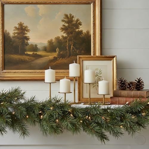 Homemory Christmas Fall Candle Holders for Pillar Candles Set of 5 (5, Gold) - color: Gold