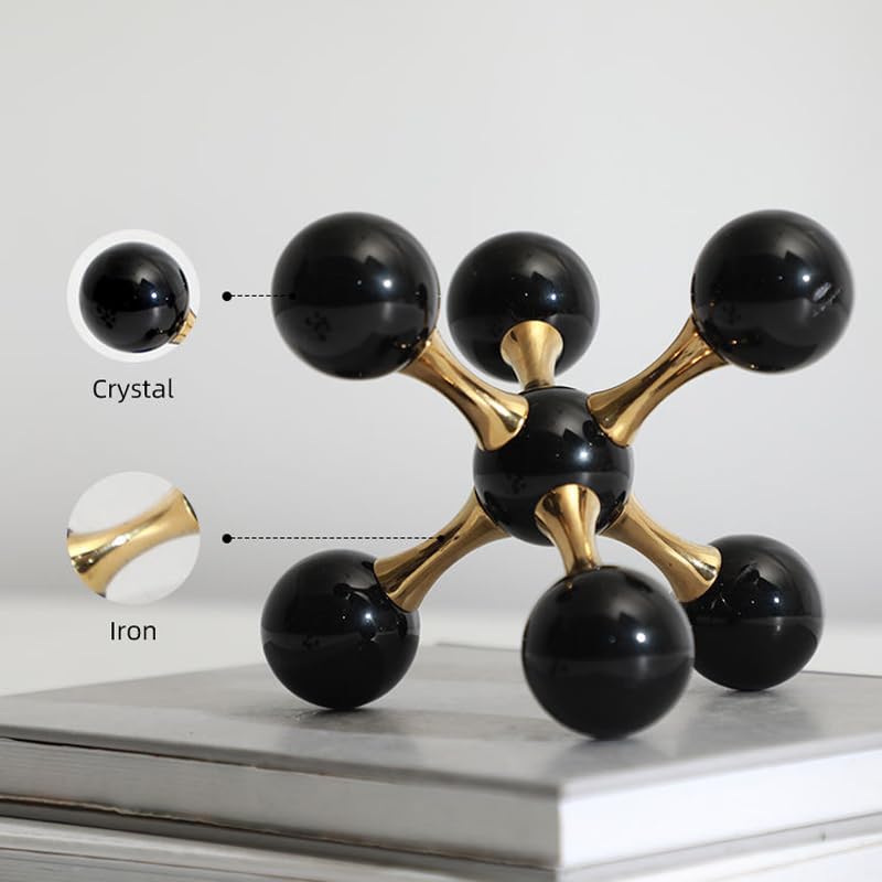 Luxurious Black Crystal and Alloy Molecular Ball Living Room Desktop Decoration Crystal Molecules, for Birthday Friends Gatherings, Home or Office Counter Decoration Accessories