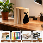 Peacoblue Metal Bookends for Shelves, Modern Decorative Heavy Duty Study Book Ends Stoppers for Office, Desk, Shelf, Room 5.3"x4.3"x6" Cast Iron Simple Tall Bookends 1 Pair (Apples and Pears) - style: Apples And Pears