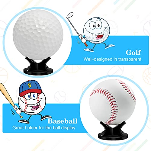 Sumind 3 Pcs Acrylic Small Ball Stand Holder Sport Ball Display Rack Baseball Display Stand with 3 Pieces Non-slip Rubber Pads for Baseball Golf Softball Tennis Spheres, Black - color: Black