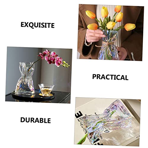 Alipis Glass Floral Vase Abstract Art Large Size Home Decor Centerpiece for Table