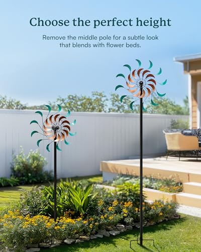 Wind Spinners Outdoor - Metal Windmill for Yard, Garden Spinners with Stake, Yard Art, Ideal Lovely Gift for Family Friends(13'' W x 54'' H) - color: Bronze-1