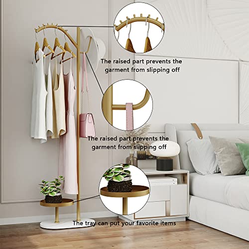 Minimalist Gold Coat Rack with Marble Base | Your Personal Staging Hub for Curated Outfits & Essentials | Modern Clothing Rack for Bedroom, Entryway, or Office - size: 71IN