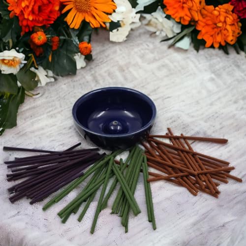 Hosley Incense Gift Set 6-Pack - Includes 60 Incense Sticks & Ceramic Holder - Ideal Bathroom Set for Meditation, Spa, or Relaxing Atmosphere - color: Blue-6d