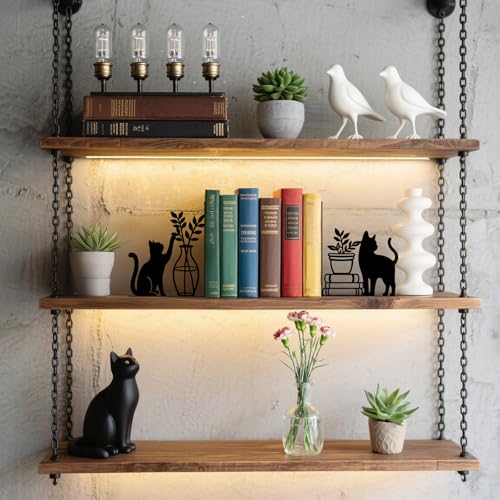 Cat Metal Bookends Cute Cat Book Ends for Shelves Bookshelf Home Office Desk Decorative Bookshelf Decor Gift for Cat Lovers and Reading Enthusiasts - style: Cat Decorative Bookends
