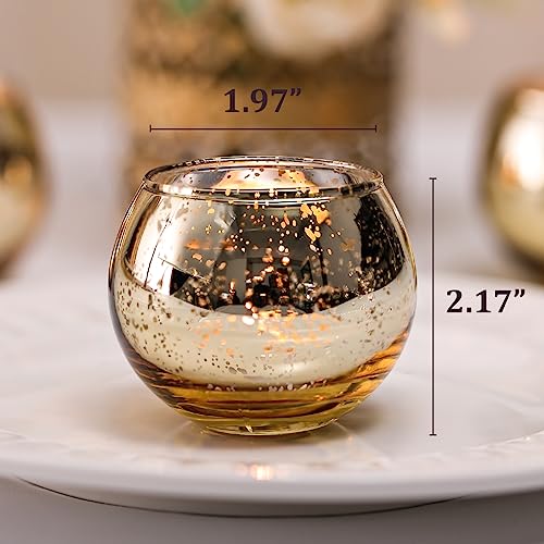 LETINE Gold Mercury Glass Votive Candle Holders - Set of 36 | Elegant Gold Tealight Candle Holders for Table Centerpieces,Spring Summer Weddings, Rehearsal Dinners, Valentine's Day Decorations - color: Gold