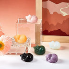 Barydat 6 Pieces Crystal Figurines Cat Statues Cute Cat Mother's Day Decor Gemstone Decor Small Carved Sculpture for Women Gifts for Kitty Lover Office Home Animal Stone Decoration