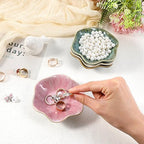 Lemecima 8 Pcs Ceramic Jewelry Dish Set, Leaf-Shaped Trinket Holder Tray for Rings Earrings Necklaces Bracelets Keys, 4 Colors, Gifts for Women Mother's Day Birthday Wedding Anniversary