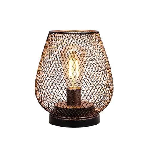 JHY DESIGN Metal Cage LED Lantern Battery Powered Cordless Accent Light with LED Great for Weddings Parties Patio Events for Indoors Outdoors - style: Single bronze egg