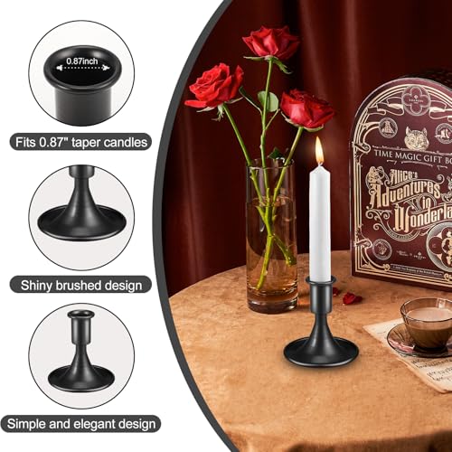 Candlestick Holders,Black Taper Candle Holder,Metal Candles Sticks Holders,Candle Holders for Table Centerpiece Wedding Christmas Table Decor, Set of 6 - color: Black