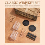 Mixology & Craft Whiskey Gift Set - Includes 2 Lead-Free Crystal Glasses, 8 Granite Chilling Stones, 2 Slate Coasters, Metal Tongs & Recipe Cards with a Wooden Army Crate Box - size: Army Crate