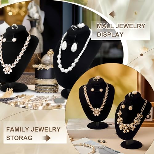 Youyole 3 Pcs Black Velvet Jewelry Display Necklace Earrings Ring Display Stand Jewelry Bust/mannequin for Vendors Selling and Shows - color: Black, size: Velvet
