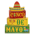 Yuntau 4 Pcs Cinco De Mayo Decorations Wooden Mexican Table Farmhouse Cinco De Mayo Tiered Tray Decor Fiesta Stacked Blocks Tabletop Decorative Book Mexican Centerpieces for Carnival Shelf Home - style: Cinco De Mayo