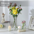 Cylinder Glass Vase Set of 30, Cylinder Vases for Centerpieces Bulk, Modern Clear Hurricane Candle Holders for Pillar Candles, Wedding Flower Vases for Floating Candle Table Decorations - size: S+M+L